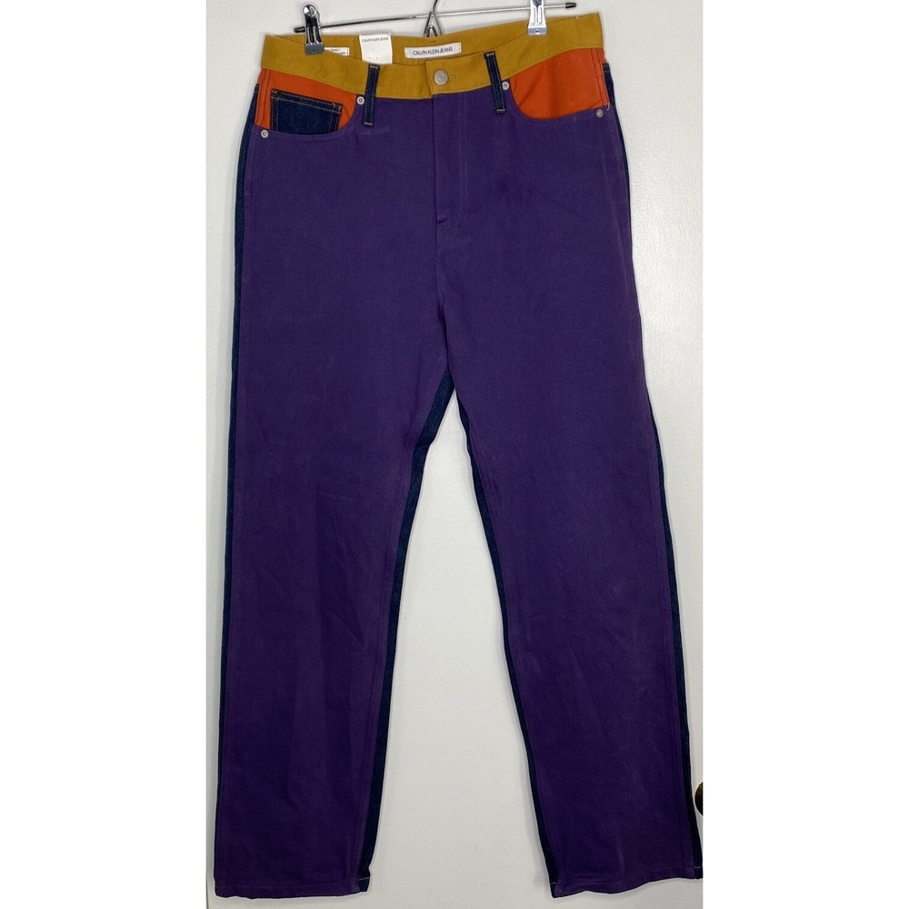 Calvin Klein W31 L30 CKJ 030 High Rise Straight Purple Color Block Jeans NWT New